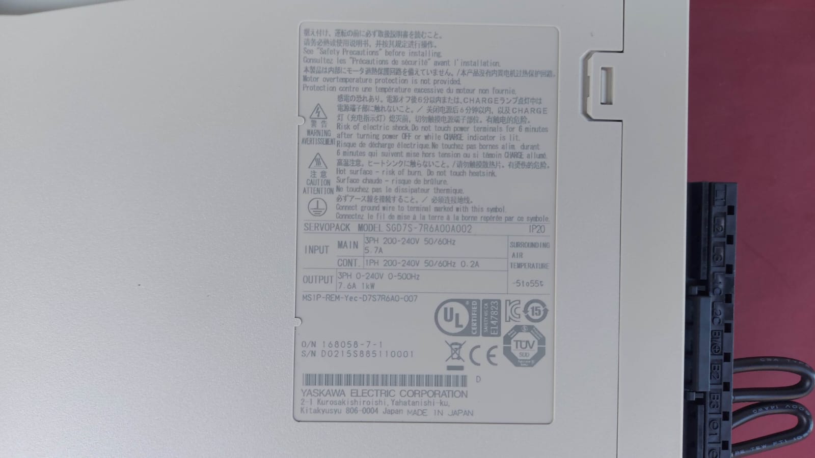 YASKAWA SGD7S-7R6A00A002 SGD7S 7R6A00A002 SGD7S7R6A00A002 SGD7S-7R6A00A 002